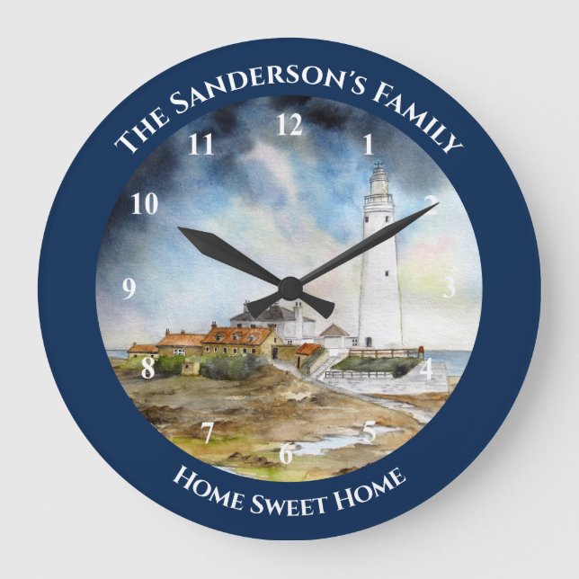 St Marys Lighthouse Whitley Bay North East England Große Wanduhr (Vorderseite)