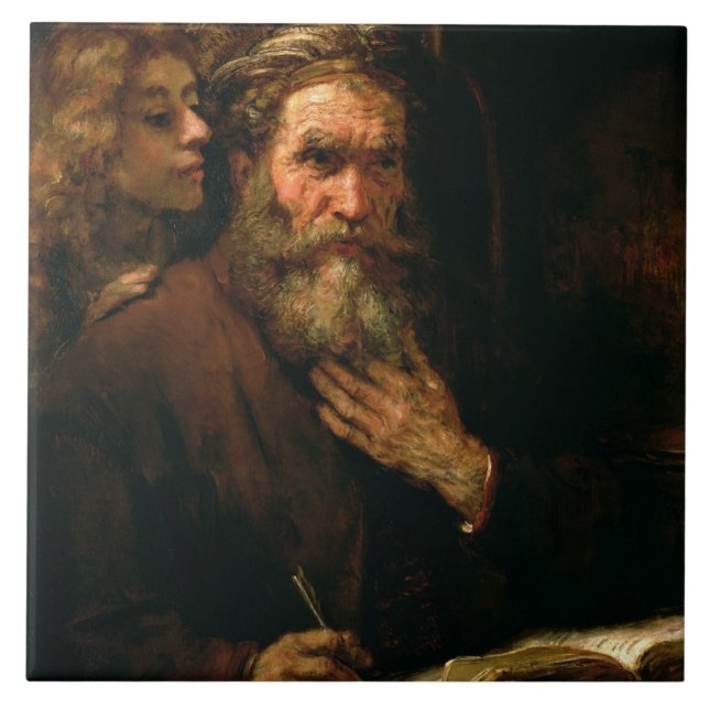St Matthew und der Engel, 1655-60 (Öl auf Fliese (Vorderseite)