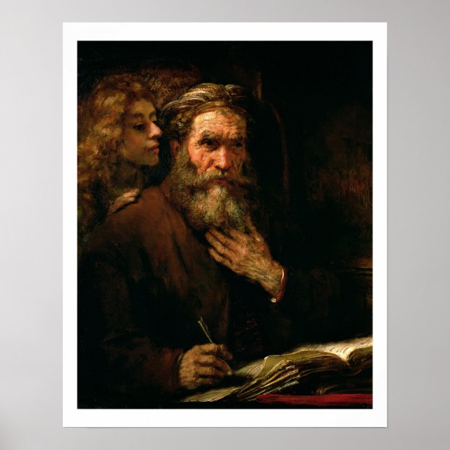 St. Matthew und The Angel, 1655-60 (Öl auf Leinwan Poster (Vorne)