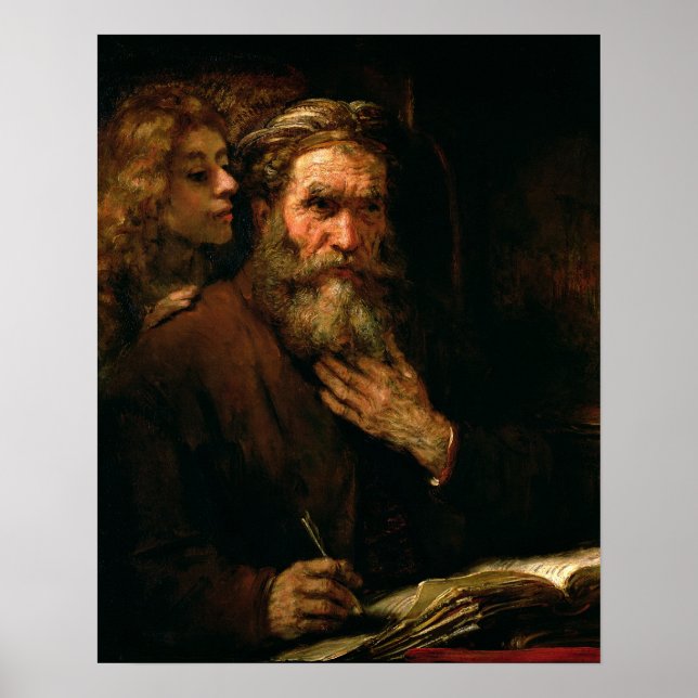 St. Matthew und The Angel, 1655-60 (Öl auf Leinwan Poster (Vorne)