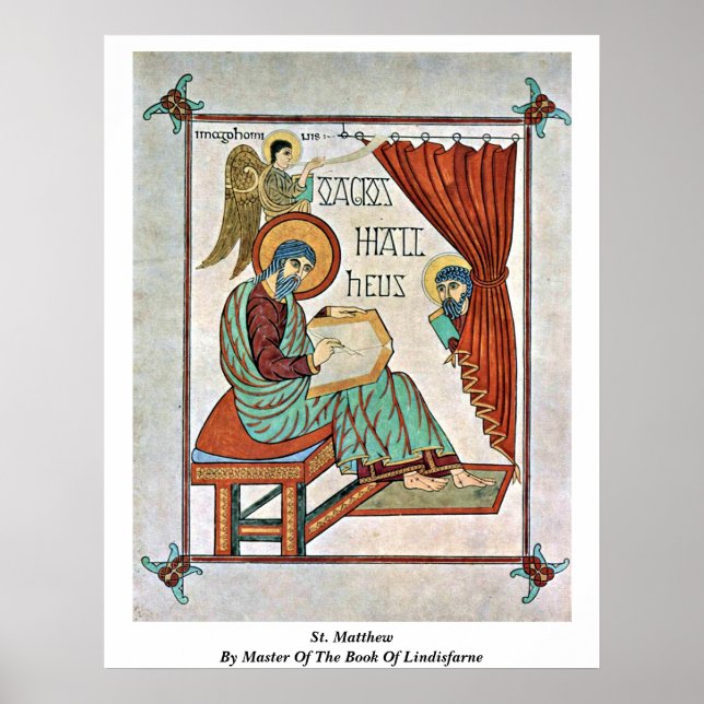 St. Matthew vom Meister des Buches Lindisfarne Poster (Vorne)