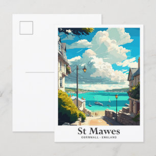 St Mawes Cornwall England Reise Illustration Postkarte