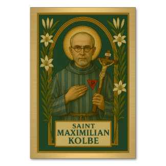 St. Maximilian Kolbe Katholische Hochzeitskarte Tischnummer