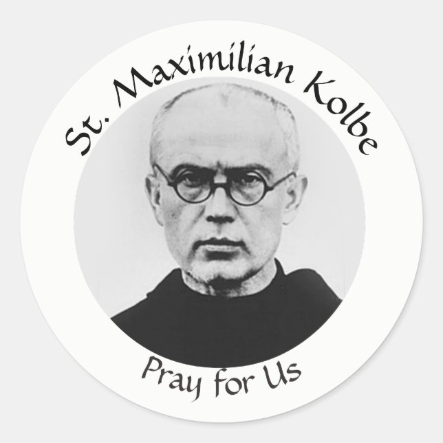 St. Maximilian Kolbe Katholischer Märtyrer Runder Aufkleber (Vorderseite)