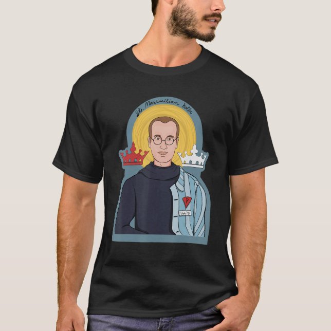 St Maximilian Kolbe Two Crowns Katholischer Saint  T-Shirt (Vorderseite)
