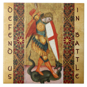 St. Michael Archangel and Dragon Sienese Fliese