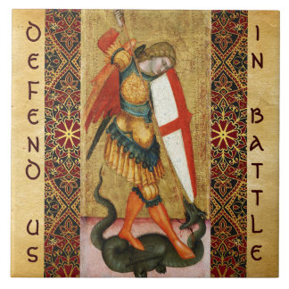 St. Michael Archangel and Dragon Sienese Fliese