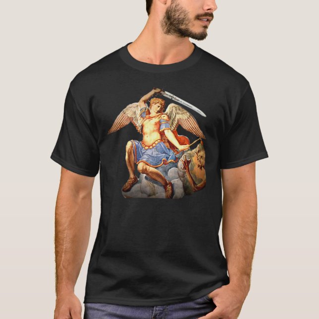 St Michael Archangel Angel Katholik T-Shirt 2 (Vorderseite)