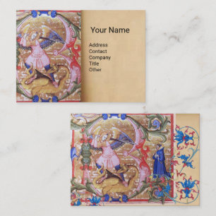 St. Michael Archangel Antique Parchment Monogram B Visitenkarte