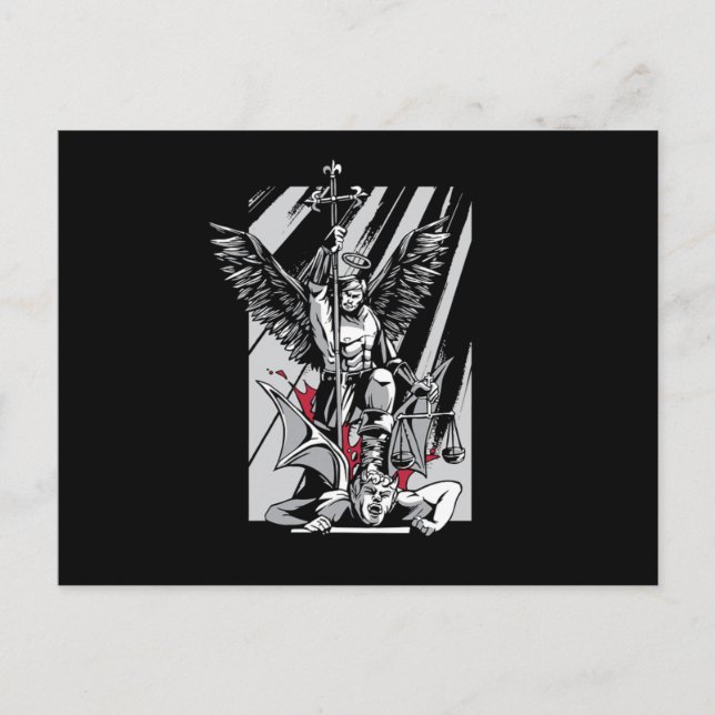 St. Michael Archangel Evil Religion Glaubensstifte Postkarte (Vorderseite)