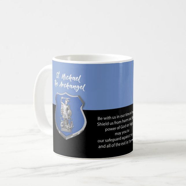 St. Michael Archangel Gebet Denken Sie an Sie Kaffeetasse (Vorderseite Links)