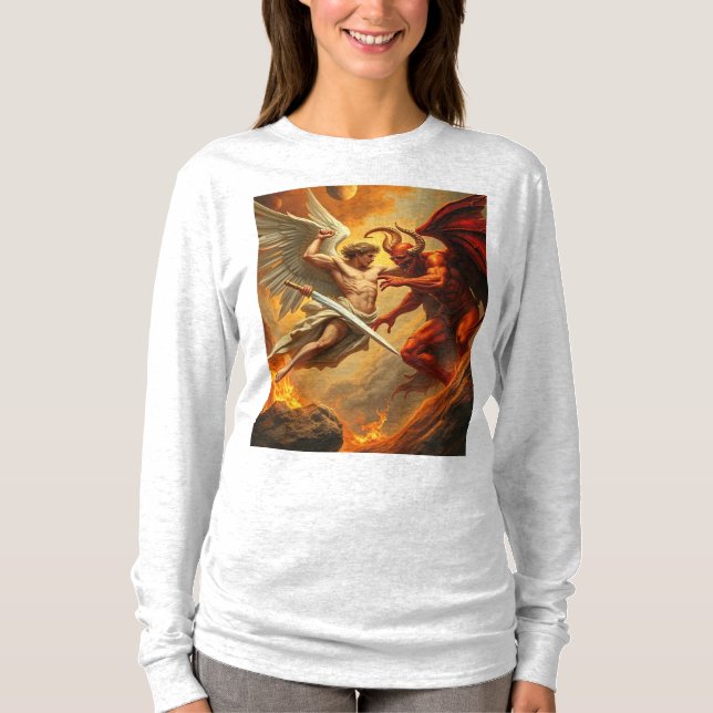 St. Michael Archangel Long Sleeve Women's T-Shirt (Vorderseite)