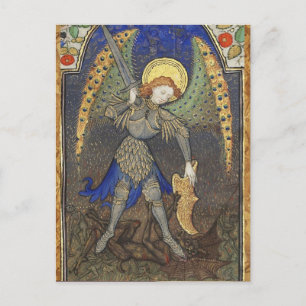 St MICHAEL ARCHANGEL MIT DEVIL Postkarte