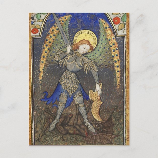 St MICHAEL ARCHANGEL MIT DEVIL Postkarte (Vorderseite)