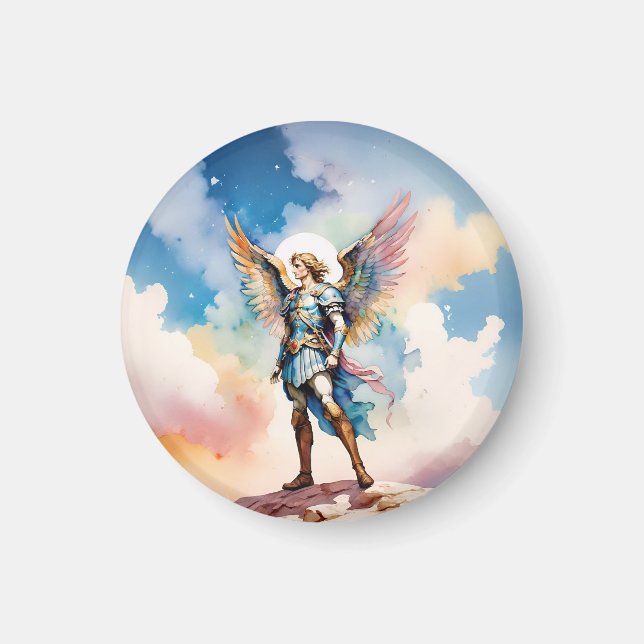 St Michael Archangel Rundmagnet Magnet (Vorne)