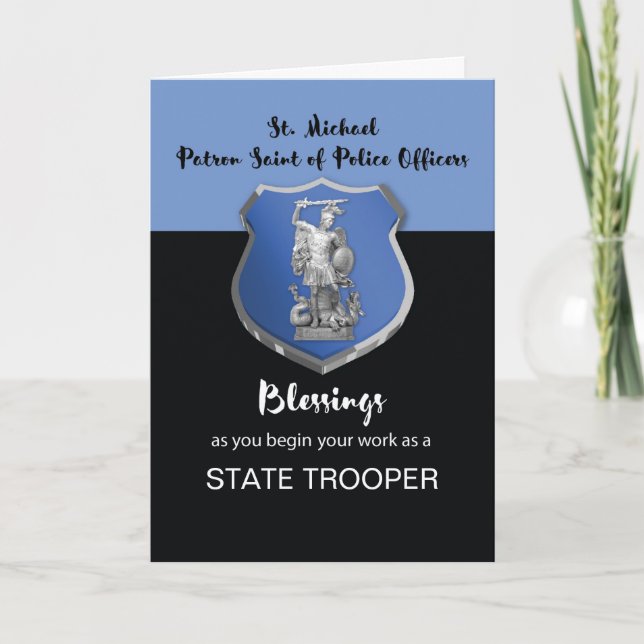 St. Michael Blessings to New Staat Trooper Karte (Vorderseite)