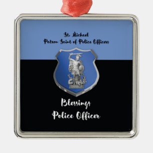 St. Michael Blessings zum neuen Polizeibeamten Silbernes Ornament
