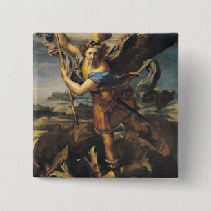 St Michael, das den Dämon, 1518 überwältigt Button