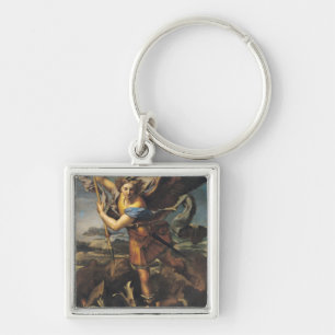St Michael, das den Dämon, 1518 überwältigt Schlüsselanhänger