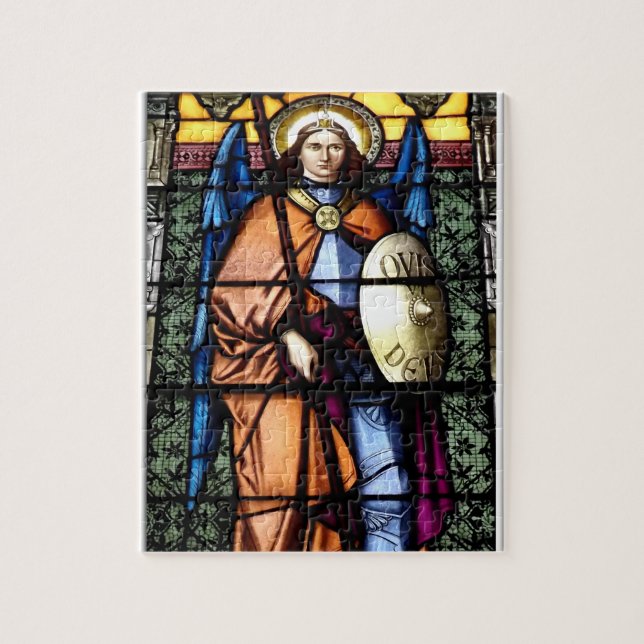 St Michael das Erzengel-Buntglas-Fenster Puzzle (Vertikal)