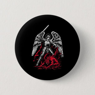 St. Michael der Erzengel besiegt Satan Katholisch  Button