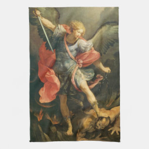 St Michael der Erzengel, der den Teufel besiegt Geschirrtuch
