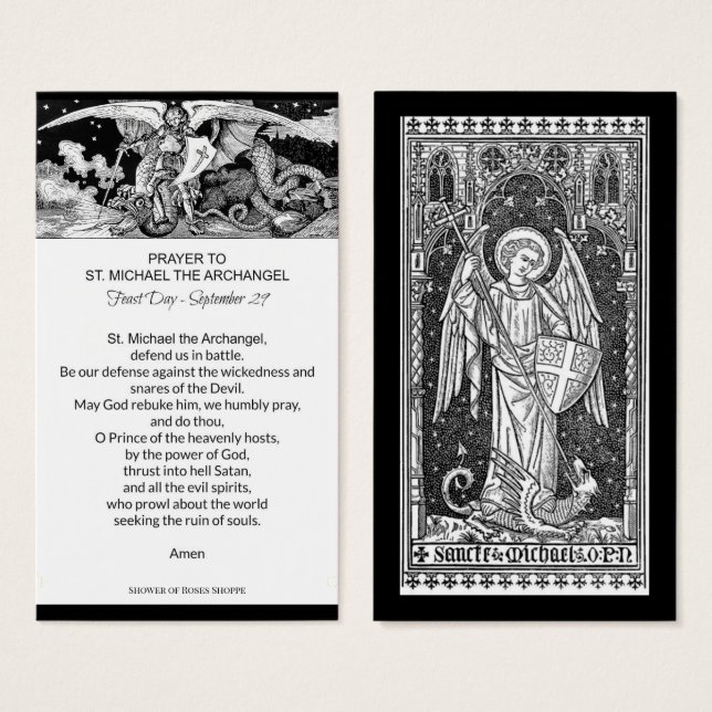 St. Michael der Erzengel Gebetskarte (Vorne & Hinten)