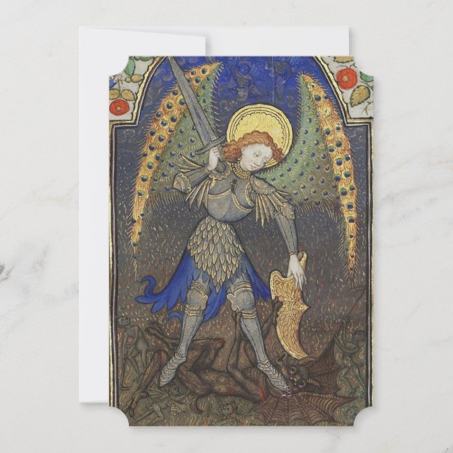 St. Michael der Erzengel mit dem Teufelsgebet Einladung (Vorderseite)