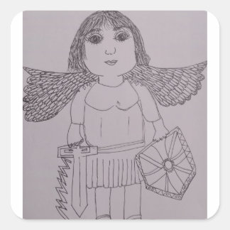 St. Michael der Erzengel Schwarz und Weiß Quadratischer Aufkleber