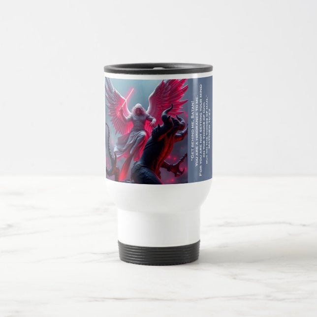 St. Michael der Erzengel Slays Satan Travel Mug Reisebecher (Mittel)
