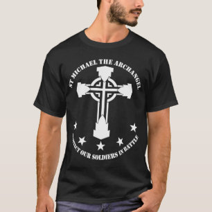 St Michael der Erzengel - weiße Schablone T-Shirt