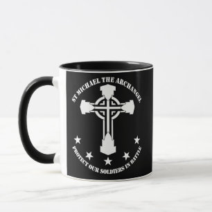 St Michael der Erzengel - weiße Schablone Tasse