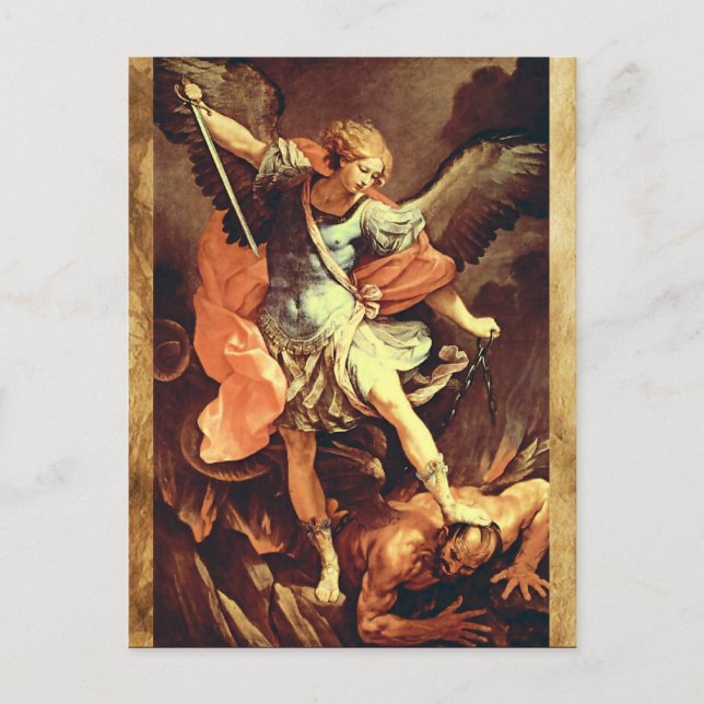 St. Michael, die Erzengel-Gebetskarte Postkarte (Vorderseite)