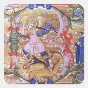 St. Michael, die Erzengel Monogram Antique Quadratischer Aufkleber