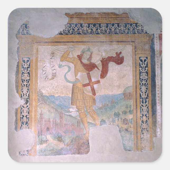 St. Michael (fresco) Quadratischer Aufkleber (Vorderseite)