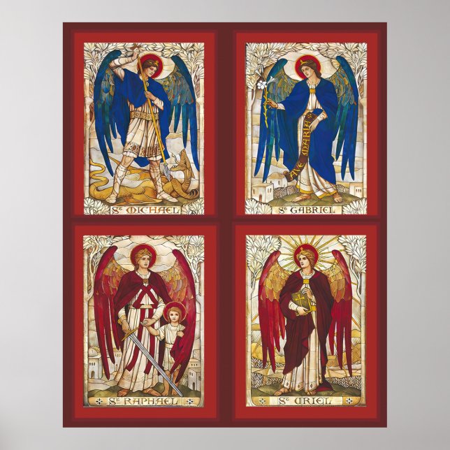St. MIchael, Gabriel, Raphael und Uriel Archangel Poster (Vorne)