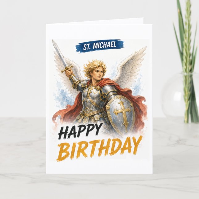 St. Michael Geburtstagskarte Feiertagskarte (Vorderseite)