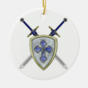 St Michael - Schwerter und Schild Keramikornament