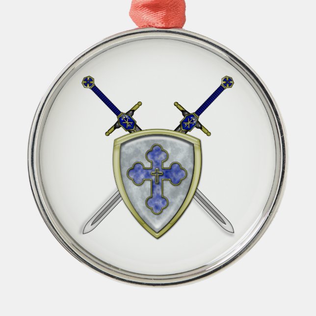 St Michael - Schwerter und Schild Ornament Aus Metall (Vorne)