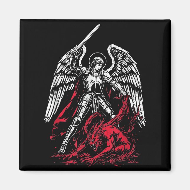 St Michael The Archangel Defeats Satan Catholic  Magnet (Vorne)