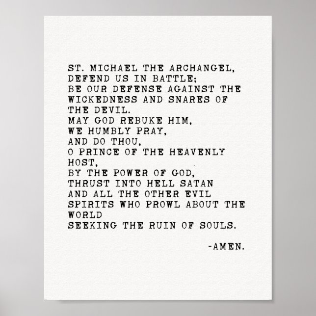 St Michael the Archangel Gebet Poster (Vorne)