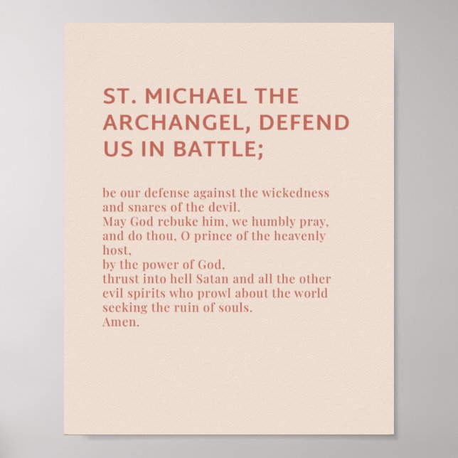 St Michael the Archangel Gebet Poster (Vorne)