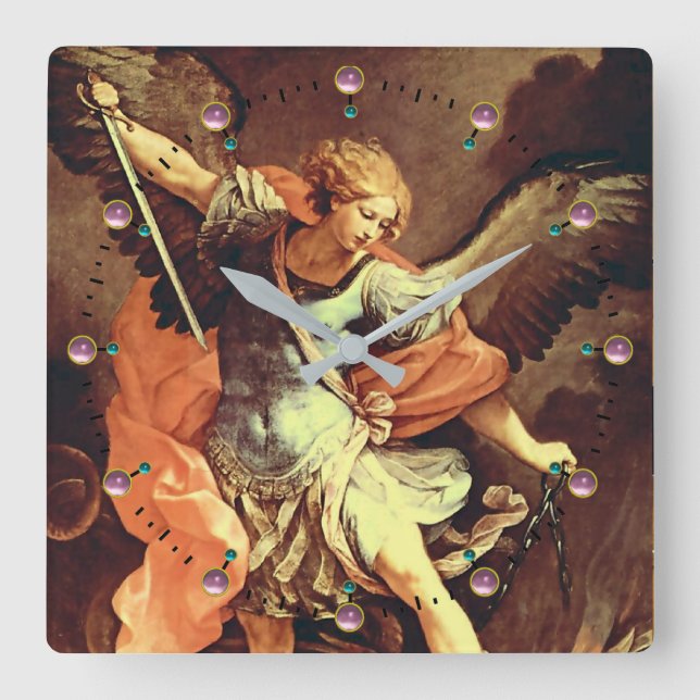 St. Michael the Archangel Quadratische Wanduhr (Vorderseite)