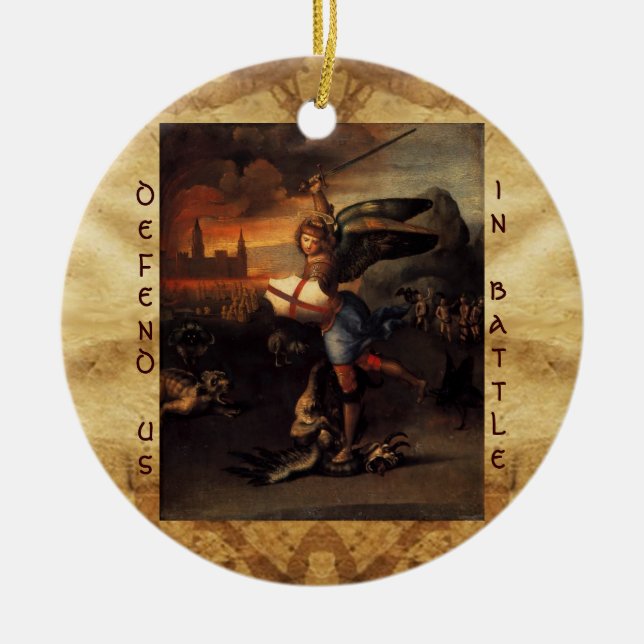 St Michael und das Drache-Gebet Keramik Ornament (Vorne)