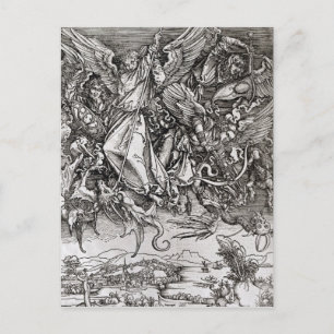 St. Michael und der Drache, aus einem Lateinischen Postkarte