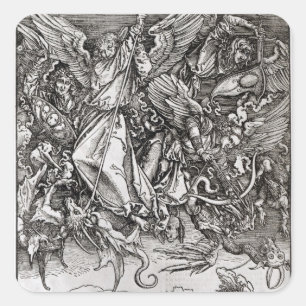 St. Michael und der Drache, aus einem Lateinischen Quadratischer Aufkleber
