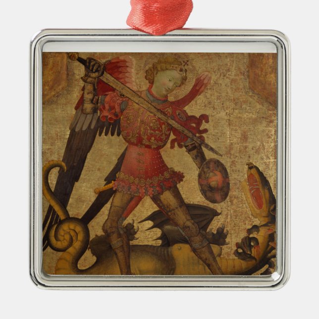 St Michael und der Drache Ornament Aus Metall (Vorne)