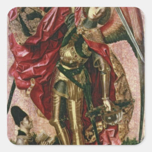 St Michael und der Drache Quadratischer Aufkleber