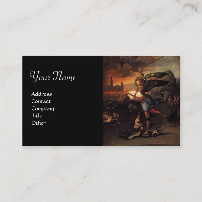 St. Michael und der Drache, schwarz Visitenkarte (Vorderseite)