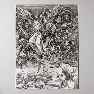 St Michael und der Drache, von einem Latein Poster